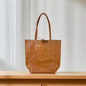 Anita Cognac Italian Leather Women’s Handbag – Designer Shopper Tote Bag